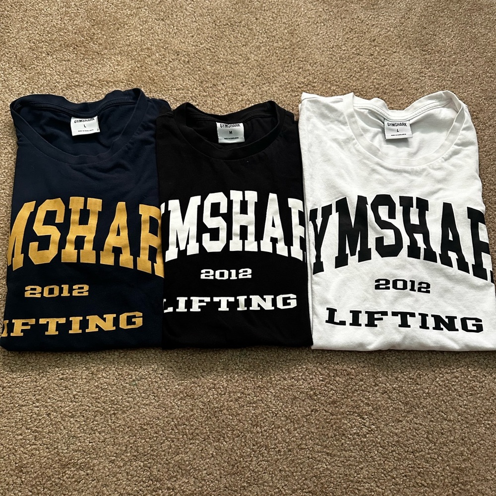 Gymshark Lifting T-Shirts - Navy, Black, White